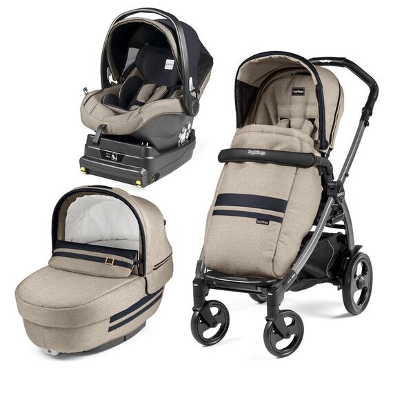 Carucior 3 in 1 Peg Perego Book Plus 51 Titania, baza i-Size inclusa, Luxe Ecru, Culoare: Crem  - ExclusivMAG.ro