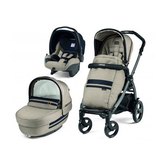 Carucior 3 in 1 Peg Perego Book Plus 51 Titania Luxe Ecru, Culoare: Crem  - ExclusivMAG.ro