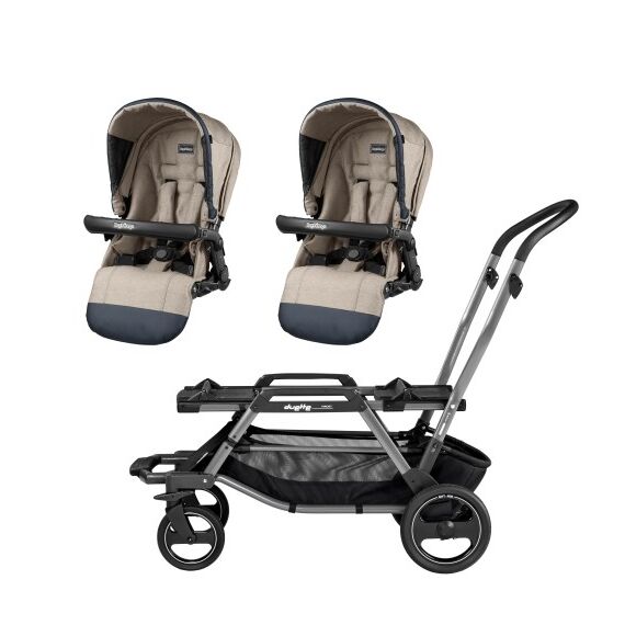 Carucior Duette Piroet Elite Peg Perego Luxe Ecru, Culoare: Crem  - ExclusivMAG.ro