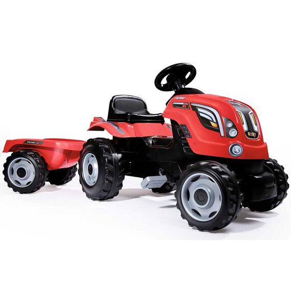 Tractor cu pedale si remorca Smoby Farmer XL rosu  - ExclusivMAG.ro