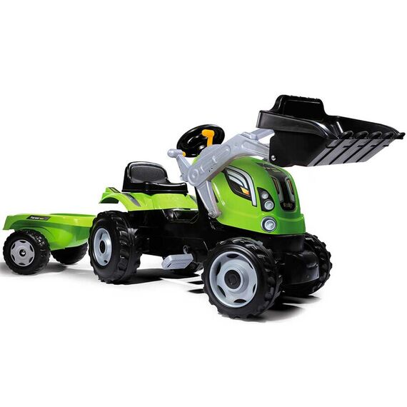 Tractor cu pedale si remorca Smoby Farmer Max verde  - ExclusivMAG.ro