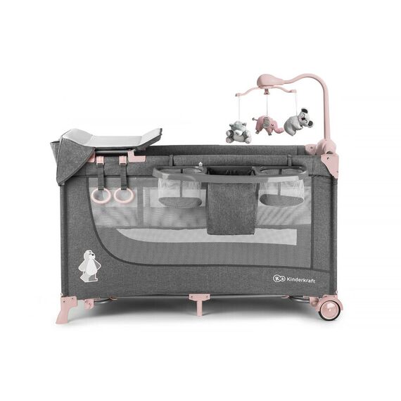 Patut pliant Kinderkraft Joy cu accesorii Pink, Culoare: Roz - poza 3 - ExclusivMAG.ro