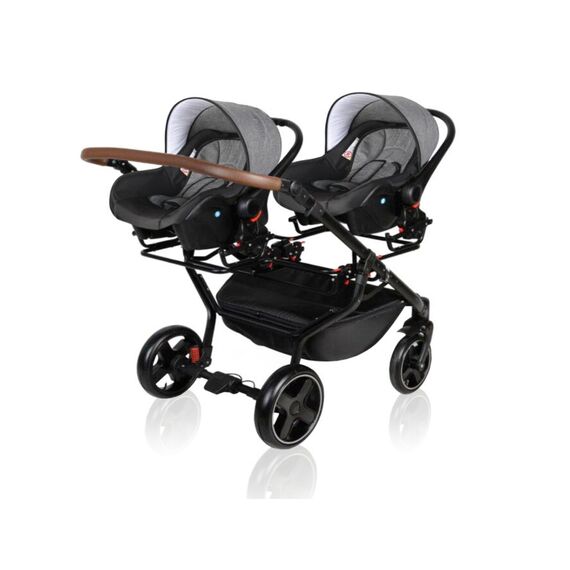 Carucior pentru gemeni 3 in 1 MyKids Twin Quick 15 Anthtacite, Culoare: Negru - poza 3 - ExclusivMAG.ro