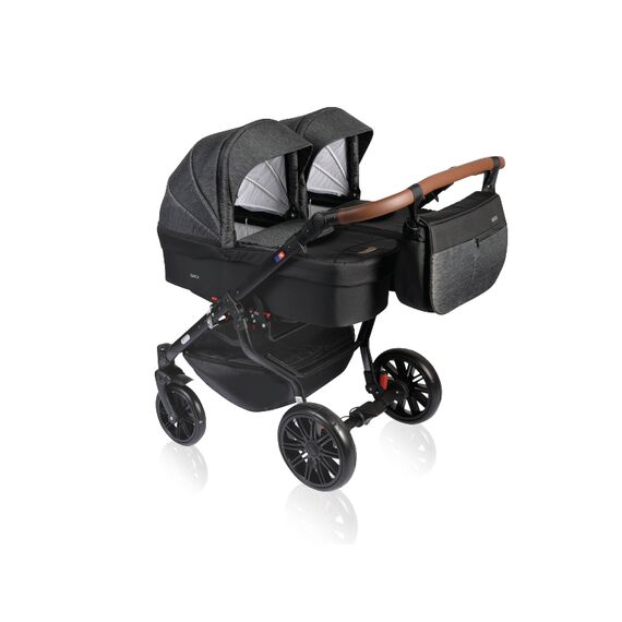 Carucior pentru gemeni 3 in 1 MyKids Twin Quick 15 Anthtacite, Culoare: Negru  - ExclusivMAG.ro