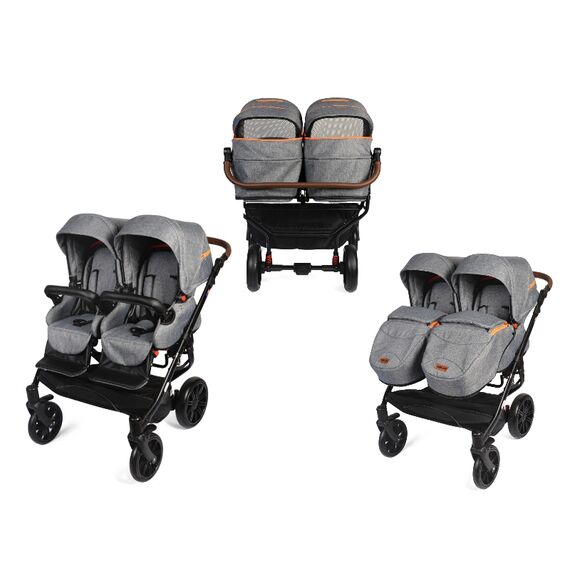 Carucior pentru gemeni 3 in 1 MyKids Twin Quick 15 Anthtacite, Culoare: Negru - poza 5 - ExclusivMAG.ro
