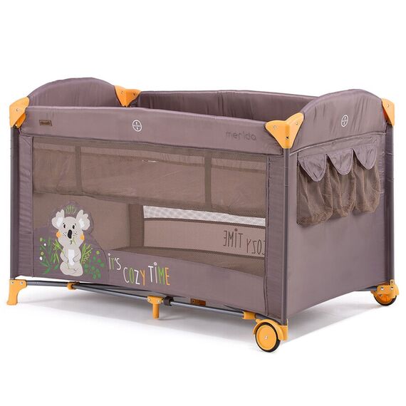 Patut pliabil Chipolino Merida Vanilla cu laterala culisanta, Culoare: Maro - poza 5 - ExclusivMAG.ro