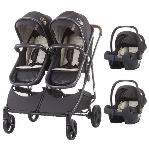 Carucior gemeni Chipolino Duo Smart 3 in 1 vanilla, Culoare: Crem - poza 2 - ExclusivMAG.ro