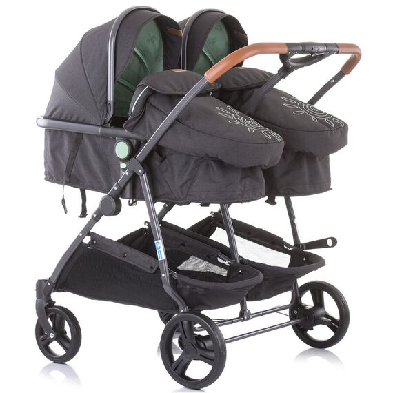 Carucior gemeni Chipolino Duo Smart 3 in 1 mint, Culoare: Turcoaz - poza 3 - ExclusivMAG.ro