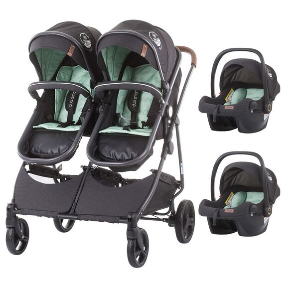 Carucior gemeni Chipolino Duo Smart 3 in 1 mint, Culoare: Turcoaz - poza 2 - ExclusivMAG.ro