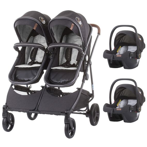 Carucior gemeni Chipolino Duo Smart 3 in 1 mist, Culoare: Gri  - ExclusivMAG.ro