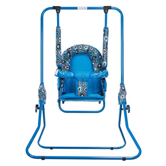 Leagan pentru copii, Top Kids, cu spatar reglabil si bara detasabila, Blue Hearts, Culoare: Albastru  - ExclusivMAG.ro