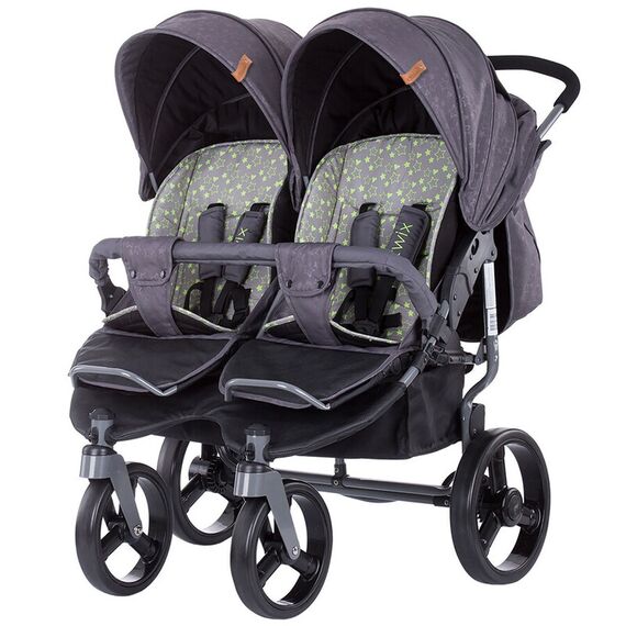 Carucior gemeni Chipolino Twix graphite, Culoare: Gri  - ExclusivMAG.ro