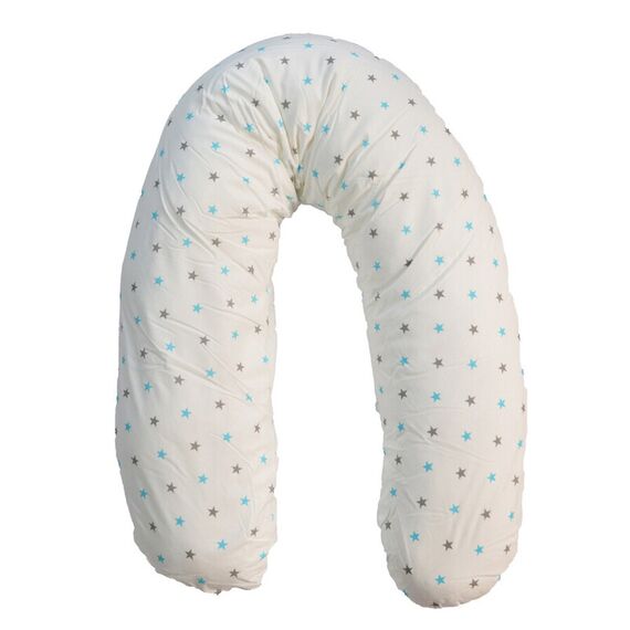 Perna De Alaptat Cu Husa Bumbac Si Umplutura Fibre De Silicon, EKO, 180cm - Turquoise Stars  - ExclusivMAG.ro