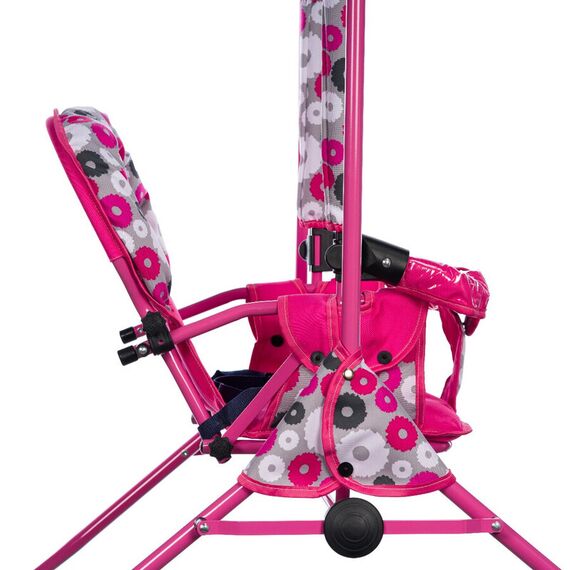 Leagan pentru copii, Top Kids, cu spatar reglabil si bara detasabila, Pink Flowers, Culoare: Roz - poza 4 - ExclusivMAG.ro