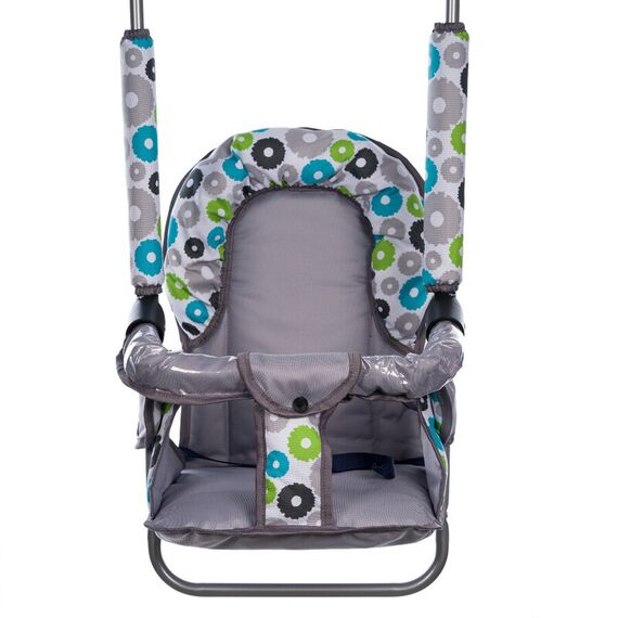 Leagan pentru copii, Top Kids, cu spatar reglabil si bara detasabila, Grey Flowers, Culoare: Gri - poza 2 - ExclusivMAG.ro