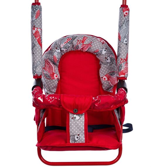 Leagan pentru copii, Top Kids, cu spatar reglabil si bara detasabila, Red Birds - poza 2 - ExclusivMAG.ro
