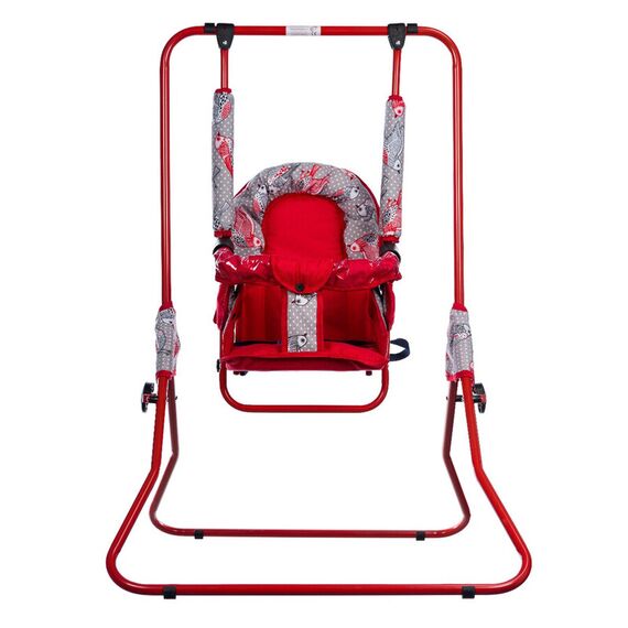 Leagan pentru copii, Top Kids, cu spatar reglabil si bara detasabila, Red Birds  - ExclusivMAG.ro