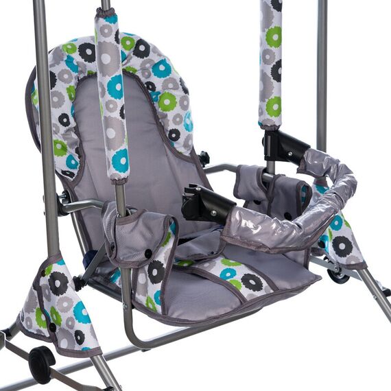 Leagan pentru copii, Top Kids, cu spatar reglabil si bara detasabila, Grey Flowers, Culoare: Gri - poza 6 - ExclusivMAG.ro