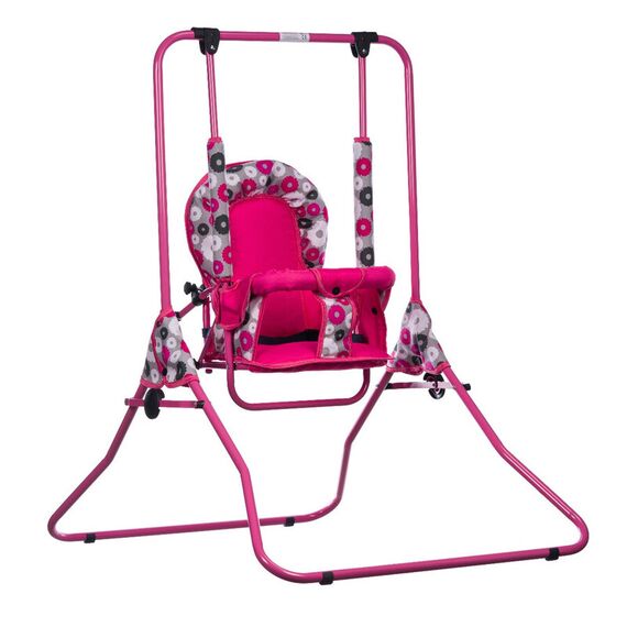 Leagan pentru copii, Top Kids, cu spatar reglabil, Pink Flowers, Culoare: Roz - poza 3 - ExclusivMAG.ro