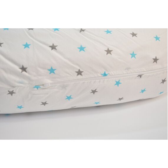 Perna De Alaptat Cu Husa Bumbac Si Umplutura Fibre De Silicon, EKO, 180cm - Turquoise Stars - poza 3 - ExclusivMAG.ro