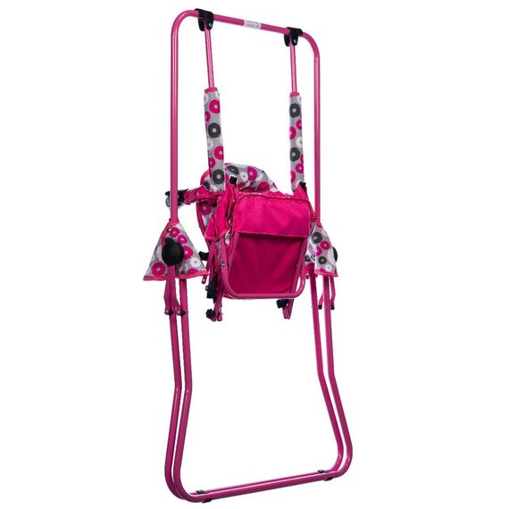 Leagan pentru copii, Top Kids, cu spatar reglabil si bara detasabila, Pink Flowers, Culoare: Roz - poza 6 - ExclusivMAG.ro