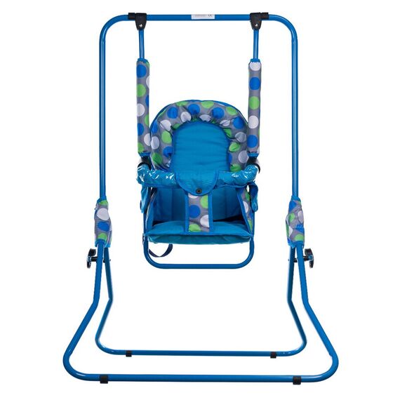 Leagan pentru copii, Top Kids, cu spatar reglabil si bara detasabila, Blue Dots, Culoare: Blue  - ExclusivMAG.ro