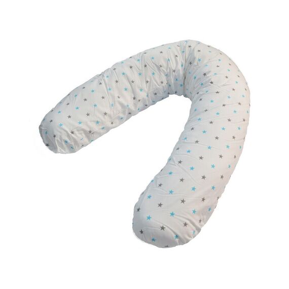 Perna De Alaptat Cu Husa Bumbac Si Umplutura Fibre De Silicon, EKO, 180cm - Turquoise Stars - poza 2 - ExclusivMAG.ro