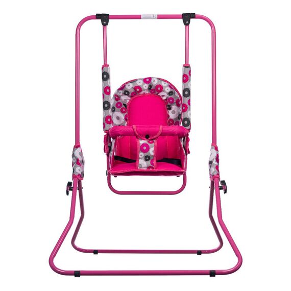 Leagan pentru copii, Top Kids, cu spatar reglabil, Pink Flowers, Culoare: Roz  - ExclusivMAG.ro