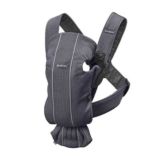 Marsupiu anatomic BabyBjorn Mini, cu pozitii multiple Anthracite, 3D Mesh, Culoare: Negru/Gri  - ExclusivMAG.ro