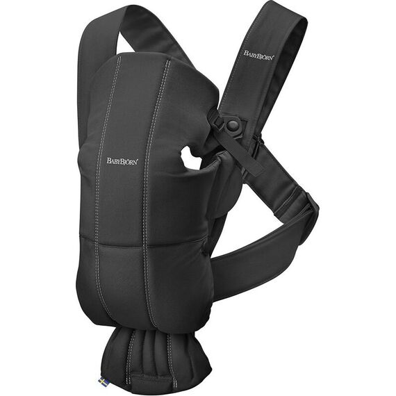 Marsupiu anatomic BabyBjorn Mini, cu pozitii multiple Black, Bumbac, Culoare: Negru  - ExclusivMAG.ro