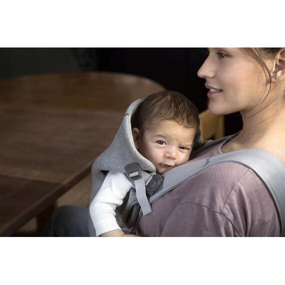 Marsupiu anatomic Mini BabyBjorn, cu pozitii multiple Light Grey, 3D Jersey, Culoare: Gri deschis - poza 5 - ExclusivMAG.ro