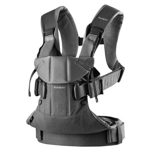 Marsupiu anatomic One BabyBjorn, cu pozitii multiple de purtare Denim Grey, Bumbac, Culoare: Gri  - ExclusivMAG.ro