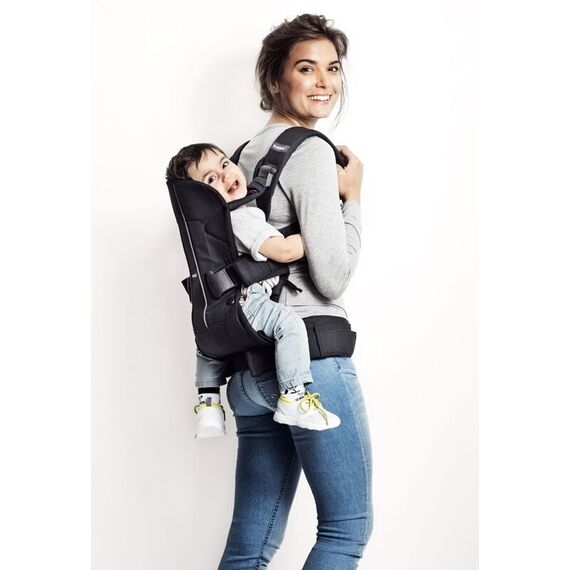 Marsupiu anatomic One BabyBjorn, cu pozitii multiple de purtare Denim Grey, Bumbac, Culoare: Gri - poza 3 - ExclusivMAG.ro