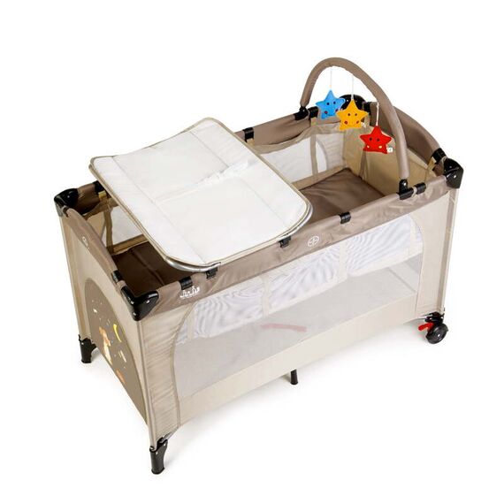 Patut pliant 2 niveluri Juju Sleepy Baby, Sweet Dreams, Culoare: Crem, Dimensiuni: 120x60 - poza 2 - ExclusivMAG.ro