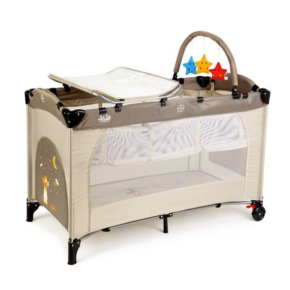 Patut pliant 2 niveluri Juju Sleepy Baby, Sweet Dreams, Culoare: Crem, Dimensiuni: 120x60  - ExclusivMAG.ro