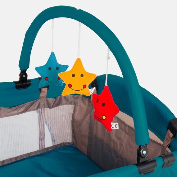 Patut pliant 2 niveluri Juju Sleepy Baby, Space Doggy, Culoare: Turcoaz, Dimensiuni: 120x60 - poza 5 - ExclusivMAG.ro