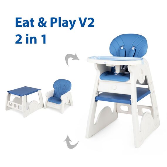 Scaun de masa transformabil Juju Eat&Play V2, Albastru, Culoare: Albastru - poza 2 - ExclusivMAG.ro
