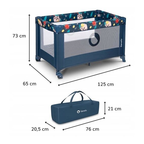 Patut pliant cu un nivel Lionelo Stefi Navy din Metal, Poliester, 120x60 cm, Albastru, Culoare: Albastru, Dimensiuni: 120x60 - poza 2 - ExclusivMAG.ro