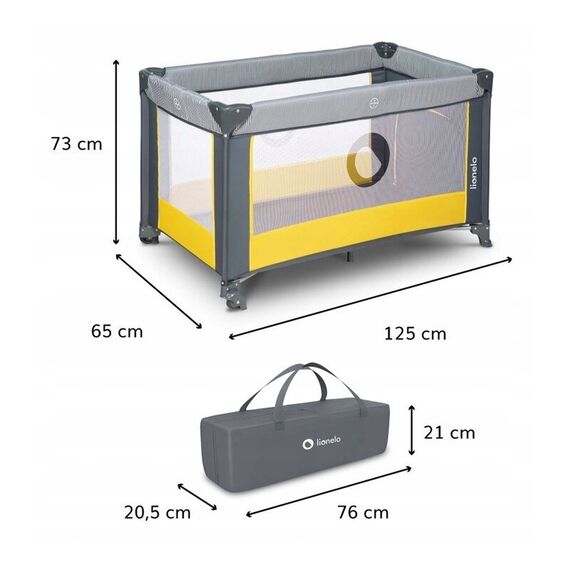 Patut pliant cu un nivel Lionelo Stefi Lemon din Metal, Poliester, 120x60 cm, Galben, Culoare: Galben, Dimensiuni: 120x60 - poza 2 - ExclusivMAG.ro
