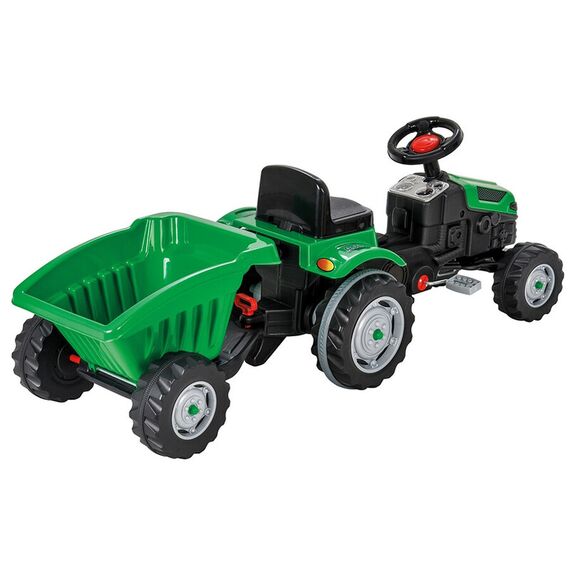 Tractor cu pedale si remorca Pilsan Active with Trailer 07-316 green, Culoare: Verde - poza 3 - ExclusivMAG.ro