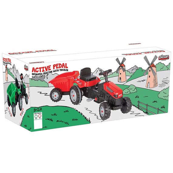 Tractor cu pedale si remorca Pilsan Active with Trailer 07-316 green, Culoare: Verde - poza 4 - ExclusivMAG.ro