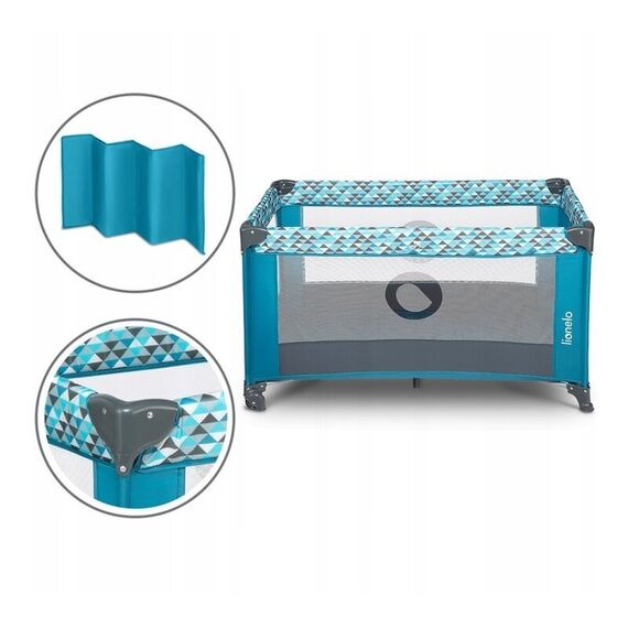 Patut pliant cu un nivel Lionelo Stefi din Metal, Poliester, 120x60 cm, Turquoise, Culoare: Turcoaz, Dimensiuni: 120x60 - poza 4 - ExclusivMAG.ro
