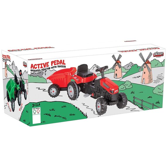 Tractor cu pedale si remorca Pilsan Active with Trailer 07-316 red, Culoare: Rosu - poza 4 - ExclusivMAG.ro