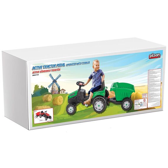 Tractor cu pedale si remorca Pilsan Active with Trailer 07-316 green, Culoare: Verde - poza 5 - ExclusivMAG.ro