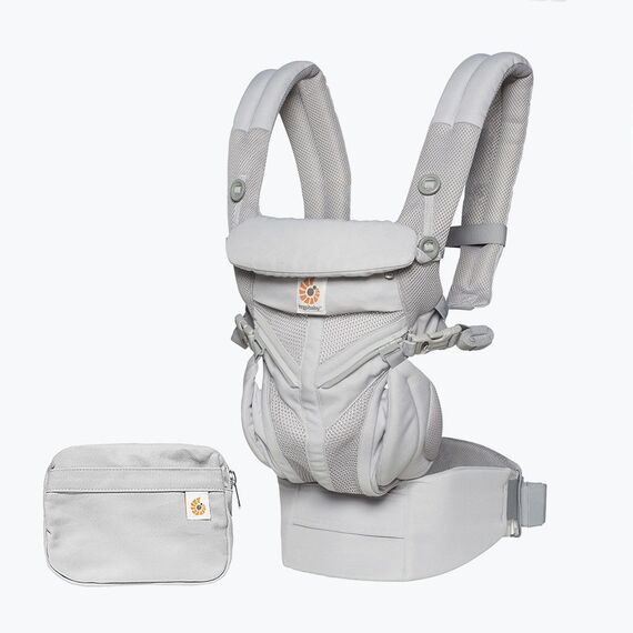 Marsupiu Omni 360 Cool Air Mesh Pearl Grey Ergobaby, Culoare: Gri deschis  - ExclusivMAG.ro