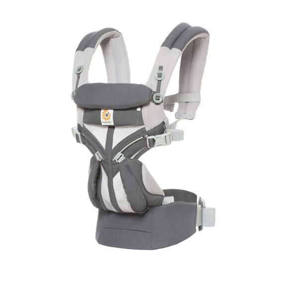Marsupiu Omni 360 Cool Air Mesh Carbon Grey Ergobaby, Culoare: Alb/Gri  - ExclusivMAG.ro