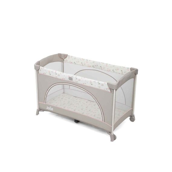 Patut pliant Joie Allura 120, Flowers Forever, Culoare: Gri deschis, Dimensiuni: 120x60  - ExclusivMAG.ro