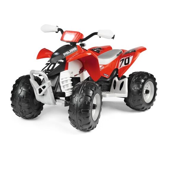 ATV Peg Perego Polaris Outlaw 330 W, 12V, 3 ani+, Negru / Rosu  - ExclusivMAG.ro
