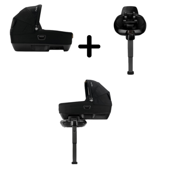 Landou CARI Next Nuna Caviar, 40-70 cm + Baza isofix BASE Next i-Size, Culoare: Negru  - ExclusivMAG.ro