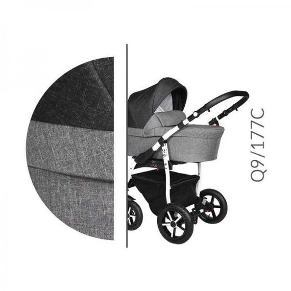 Carucior 3 in 1 Baby Merc Q9 - 177C - Cadru Alb, Culoare: Gri  - ExclusivMAG.ro